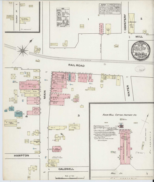 Rock Hill South Carolina 1884 - Fire Insurance Index - Old Map Reprint
