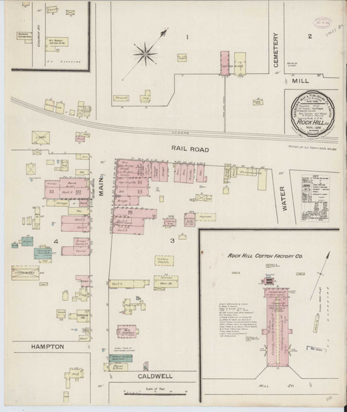Rock Hill South Carolina 1886 - Fire Insurance Index - Old Map Reprint