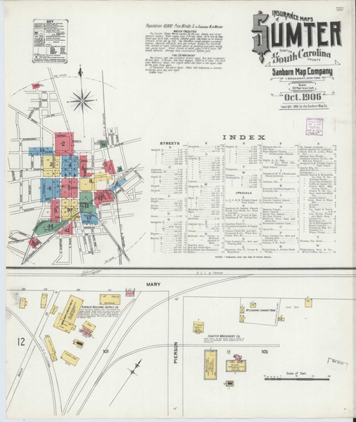 Sumter South Carolina 1906 - Fire Insurance Index - Old Map Reprint