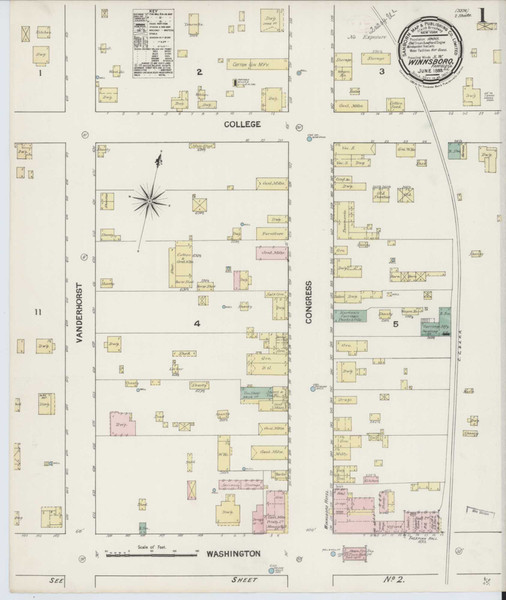 Winnsboro South Carolina 1889 - Fire Insurance Index - Old Map Reprint