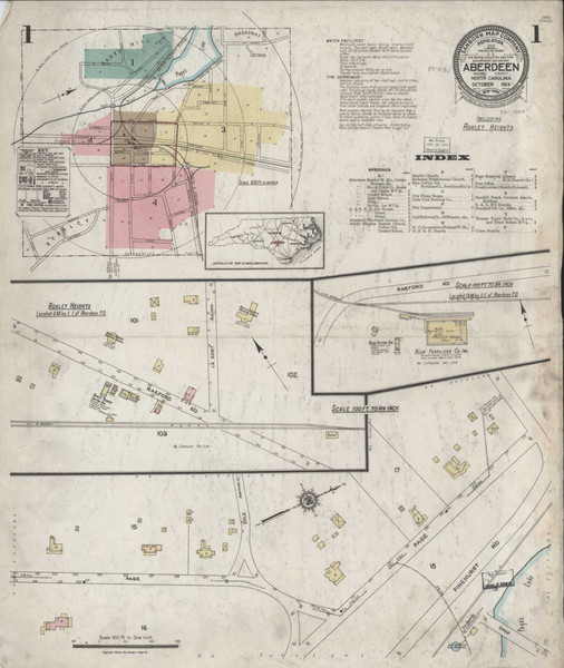 Aberdeen North Carolina 1924 - Fire Insurance Index - Old Map Reprint