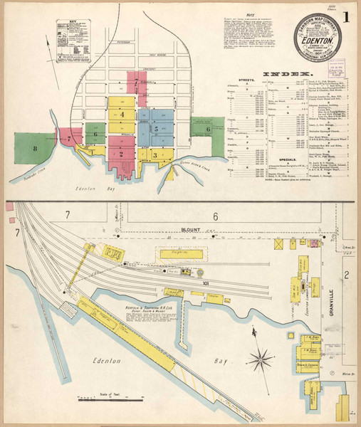 Edenton North Carolina 1904 - Fire Insurance Index - Old Map Reprint