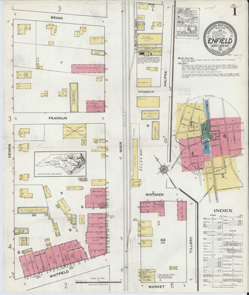 Enfield North Carolina 1921 - Fire Insurance Index - Old Map Reprint