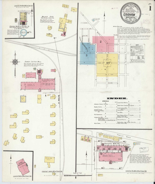 Graham North Carolina 1910 - Fire Insurance Index - Old Map Reprint