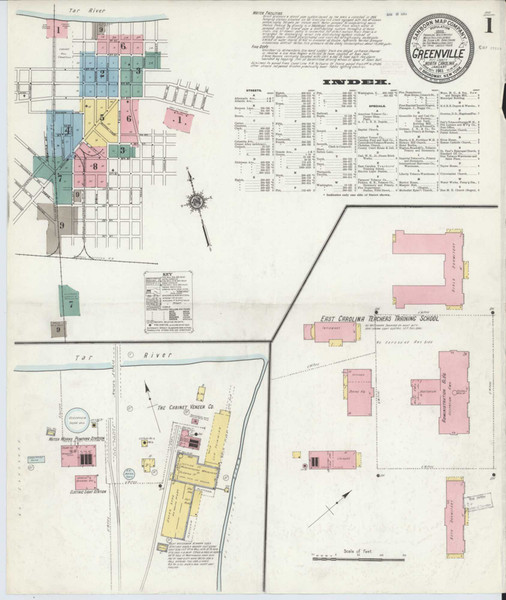 Greenville North Carolina 1911 - Fire Insurance Index - Old Map Reprint