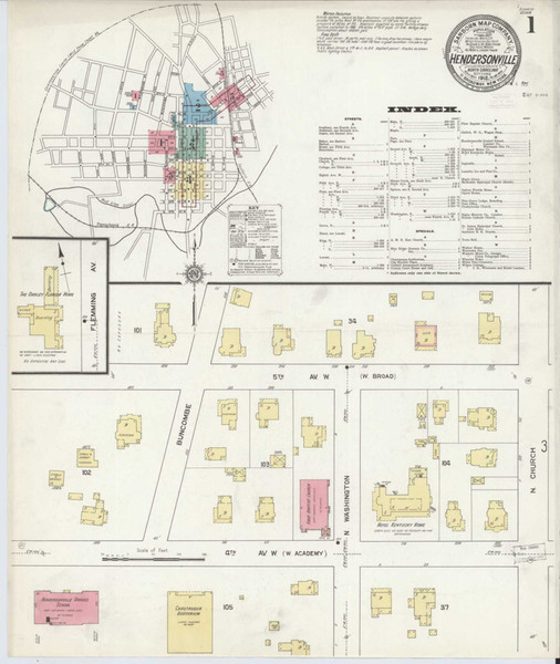 Hendersonville North Carolina 1912 - Fire Insurance Index - Old Map Reprint