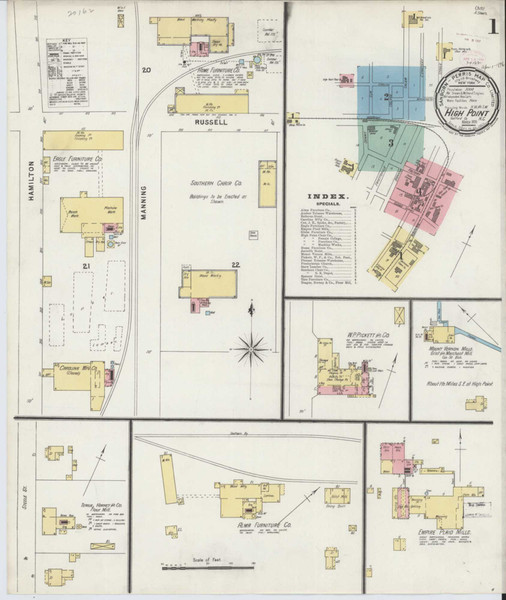 High Point North Carolina 1896 - Fire Insurance Index - Old Map Reprint
