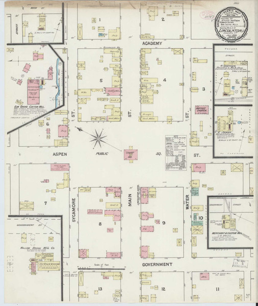 Lincolnton North Carolina 1890 - Fire Insurance Index - Old Map Reprint