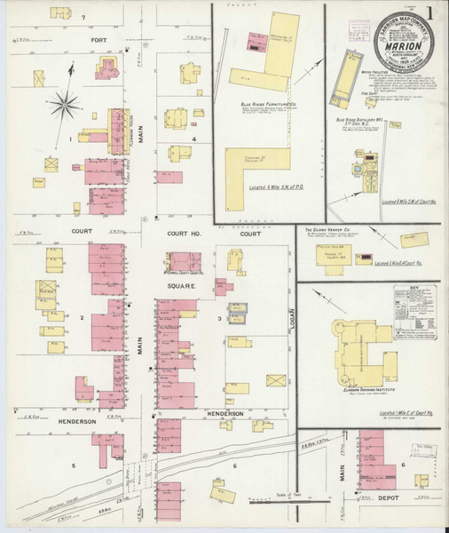 Marion North Carolina 1908 - Fire Insurance Index - Old Map Reprint