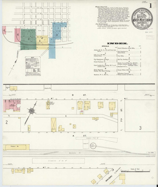 North Wilkesboro North Carolina 1910 - Fire Insurance Index - Old Map Reprint
