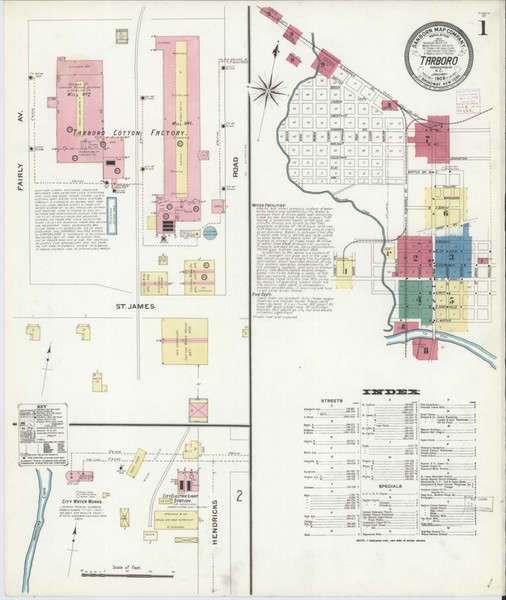 Tarboro North Carolina 1908 - Fire Insurance Index - Old Map Reprint