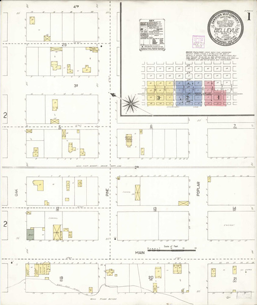 Bellevue Idaho 1907 - Fire Insurance Index - Old Map Reprint