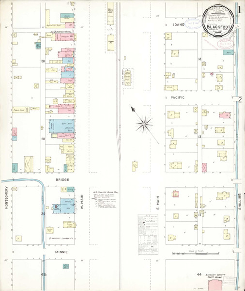 Blackfoot Idaho 1897 - Fire Insurance Index - Old Map Reprint