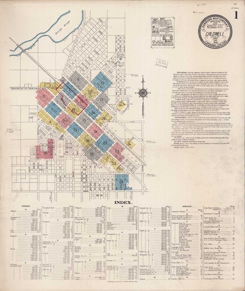 Caldwell Idaho 1921 - Fire Insurance Index - Old Map Reprint