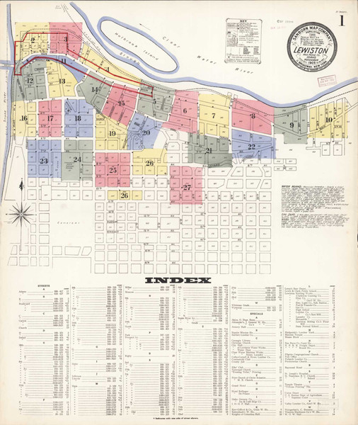 Lewiston Idaho 1909 - Fire Insurance Index - Old Map Reprint