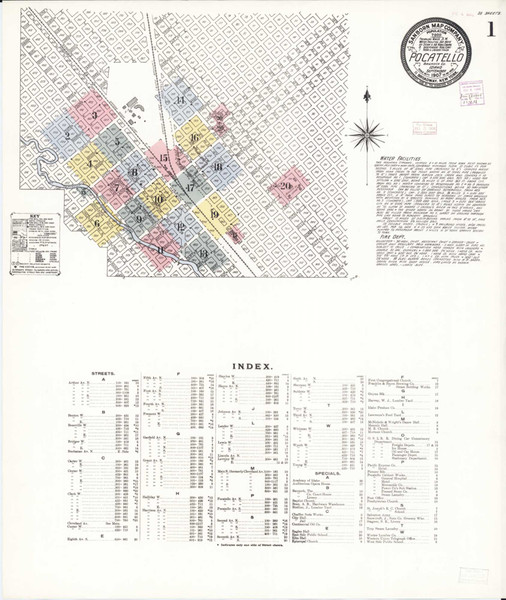 Pocatello Idaho 1907 - Fire Insurance Index - Old Map Reprint