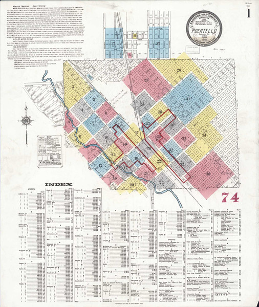 Pocatello Idaho 1921 - Fire Insurance Index - Old Map Reprint