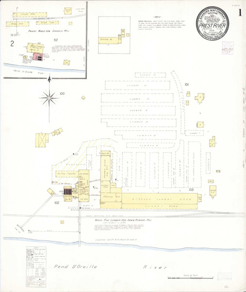 Priest River Idaho 1903 - Fire Insurance Index - Old Map Reprint