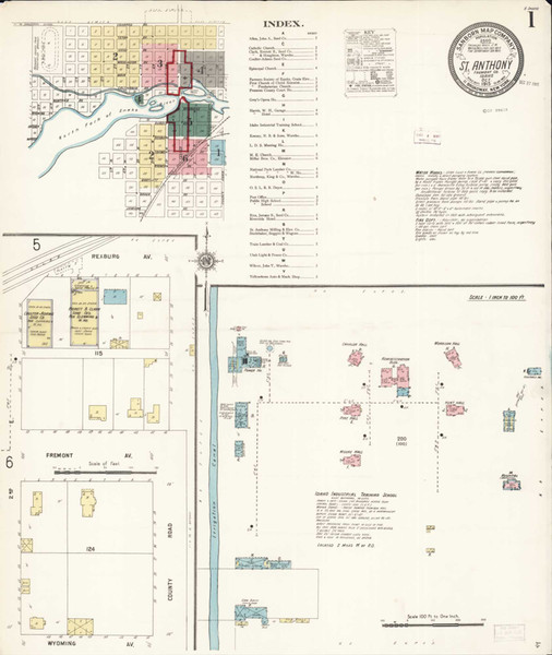 Saint Anthony Idaho 1915 - Fire Insurance Index - Old Map Reprint