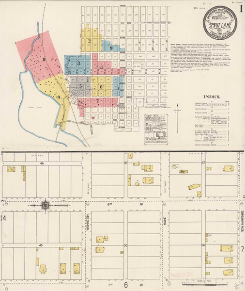 Spirit Lake Idaho 1921 - Fire Insurance Index - Old Map Reprint