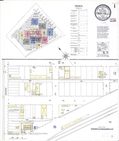 Twin Falls Idaho 1909 - Fire Insurance Index - Old Map Reprint