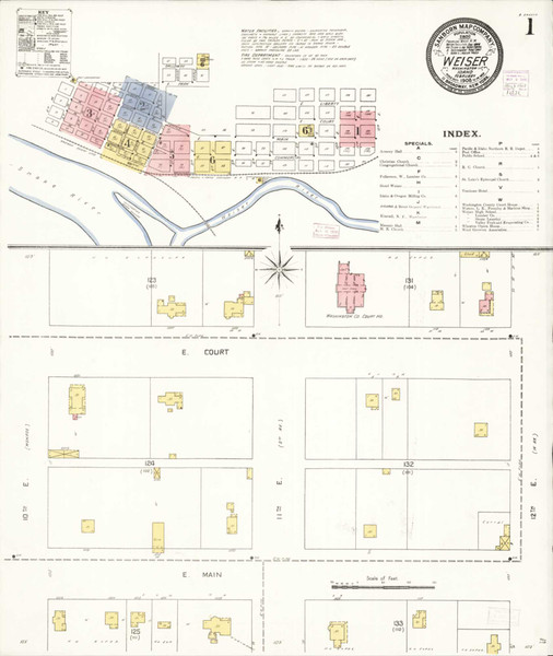 Weiser Idaho 1908 - Fire Insurance Index - Old Map Reprint