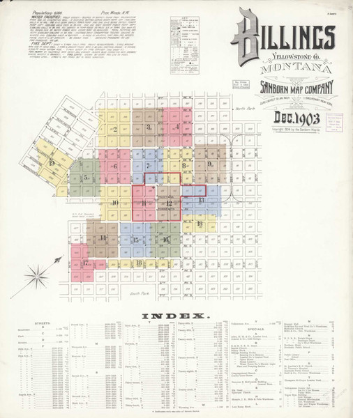 Billings Montana 1903 - Fire Insurance Index - Old Map Reprint