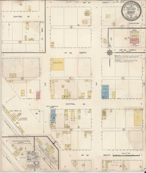 Brady Montana 1927 - Fire Insurance Index - Old Map Reprint