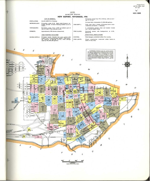 Butte Montana 1957 V1 - Fire Insurance Index - Old Map Reprint