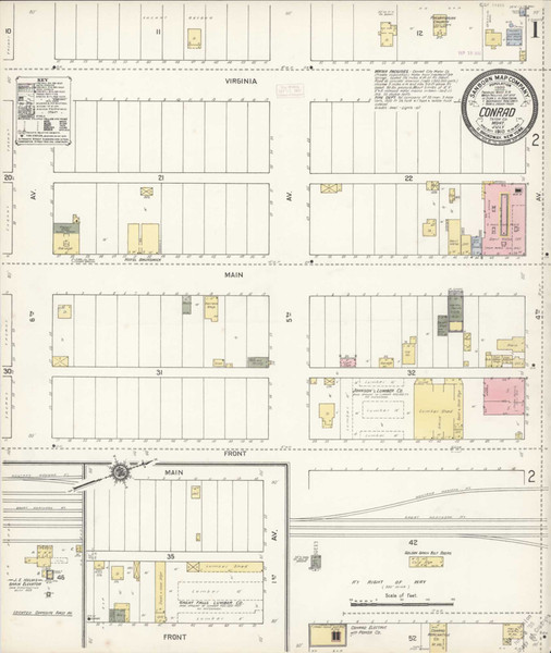 Conrad Montana 1910 - Fire Insurance Index - Old Map Reprint
