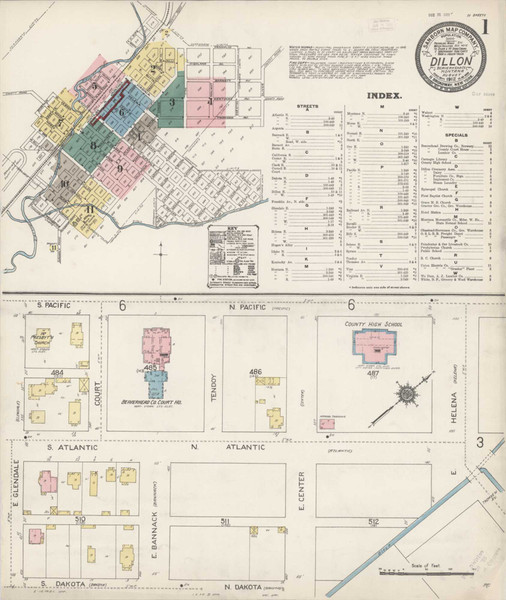 Dillon Montana 1912 - Fire Insurance Index - Old Map Reprint