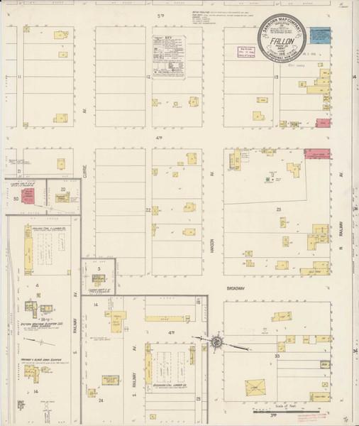 Fallon Montana 1916 - Fire Insurance Index - Old Map Reprint