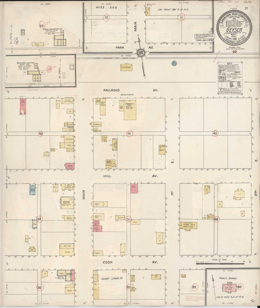 Geyser Montana 1929 - Fire Insurance Index - Old Map Reprint