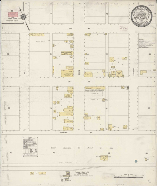 Hedgesville Montana 1914 - Fire Insurance Index - Old Map Reprint