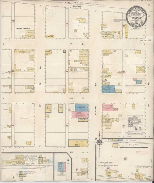 Hobson Montana 1929 - Fire Insurance Index - Old Map Reprint