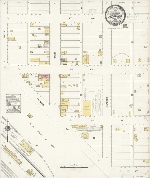 Judith Gap Montana 1910 - Fire Insurance Index - Old Map Reprint