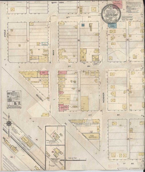 Judith Gap Montana 1929 - Fire Insurance Index - Old Map Reprint