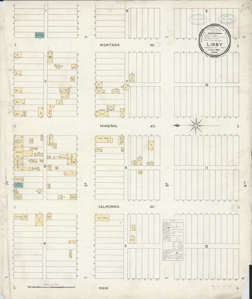 Libby Montana 1898 - Fire Insurance Index - Old Map Reprint
