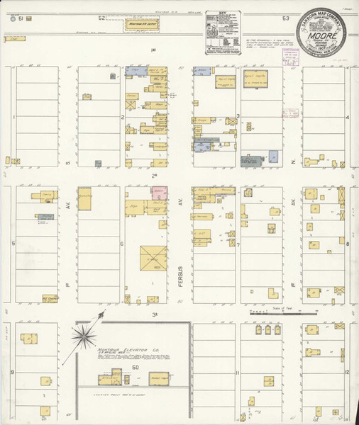 Moore Montana 1907 - Fire Insurance Index - Old Map Reprint