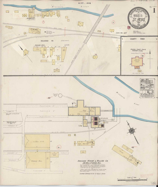 Saint Regis Montana 1927 - Fire Insurance Index - Old Map Reprint