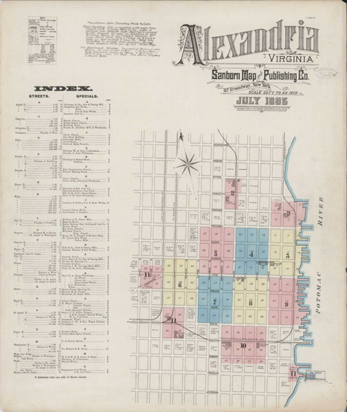 Alexandria Virginia 1885 - Fire Insurance Index - Old Map Reprint