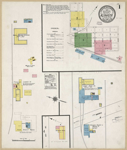 Altavista Virginia 1910 - Fire Insurance Index - Old Map Reprint