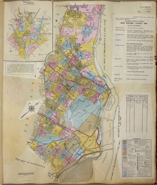 Arlington County Virginia 1959 V1 - Fire Insurance Index - Old Map Reprint