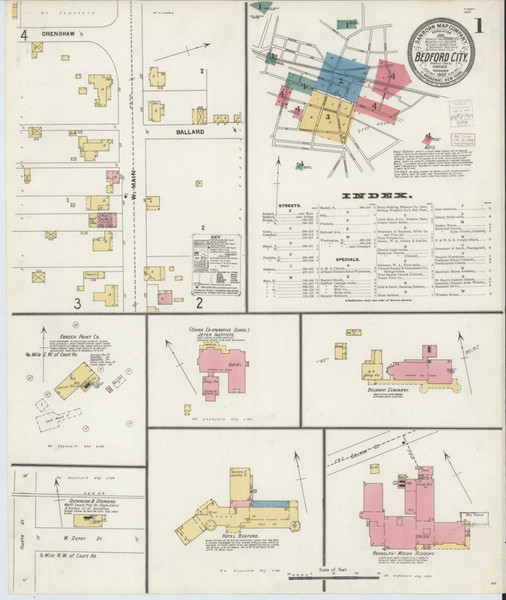 Bedford Virginia 1902 - Fire Insurance Index - Old Map Reprint