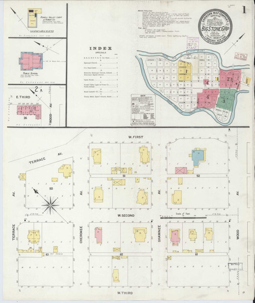 Big Stone Gap Virginia 1908 - Fire Insurance Index - Old Map Reprint