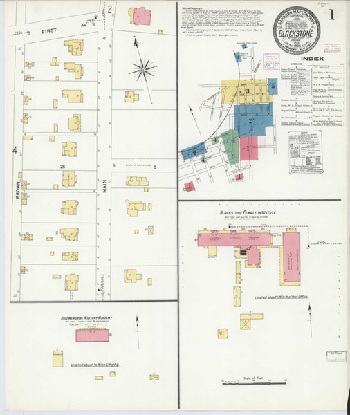 Blackstone Virginia 1908 - Fire Insurance Index - Old Map Reprint