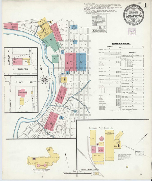 Buena Vista Virginia 1908 - Fire Insurance Index - Old Map Reprint