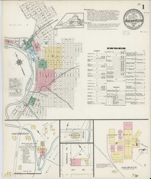 Buena Vista Virginia 1915 - Fire Insurance Index - Old Map Reprint