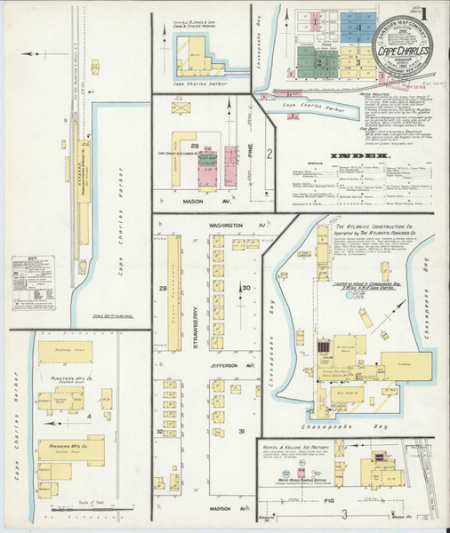 Cape Charles Virginia 1910 - Fire Insurance Index - Old Map Reprint