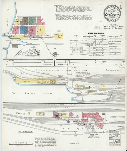 Cape Charles Virginia 1921 - Fire Insurance Index - Old Map Reprint